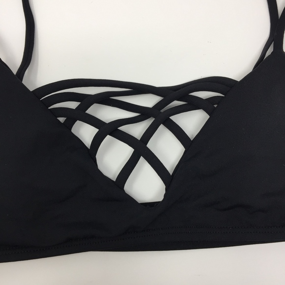 L*Space Jaime Crisscross Bralette Bikini Top Black - Picture 7 of 8